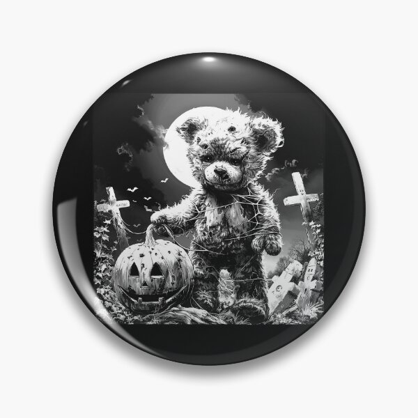 Item preview, Creepy Teddy Bear in a Moonlit Graveyard – Gothic Halloween Art designed and sold by inkoutninja.