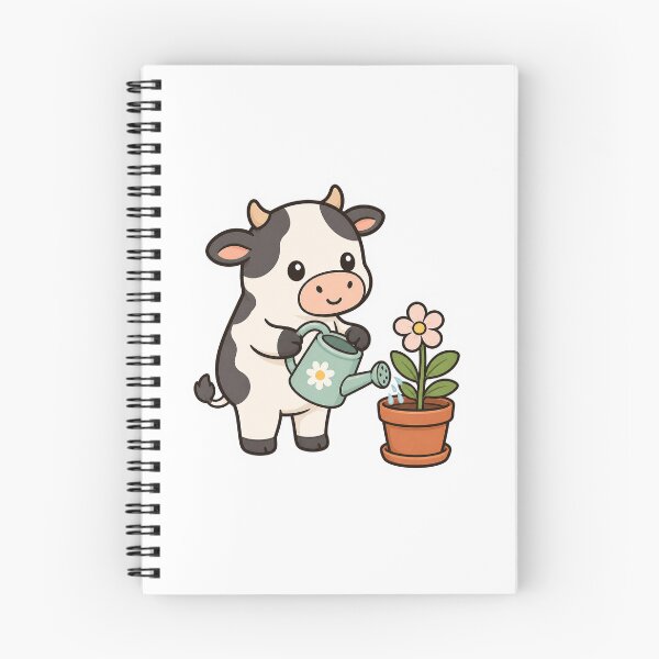Item preview, Cute Cow Watering Flowers Sticker | Kawaii Gardening Cow designed and sold by PawsGiggles.