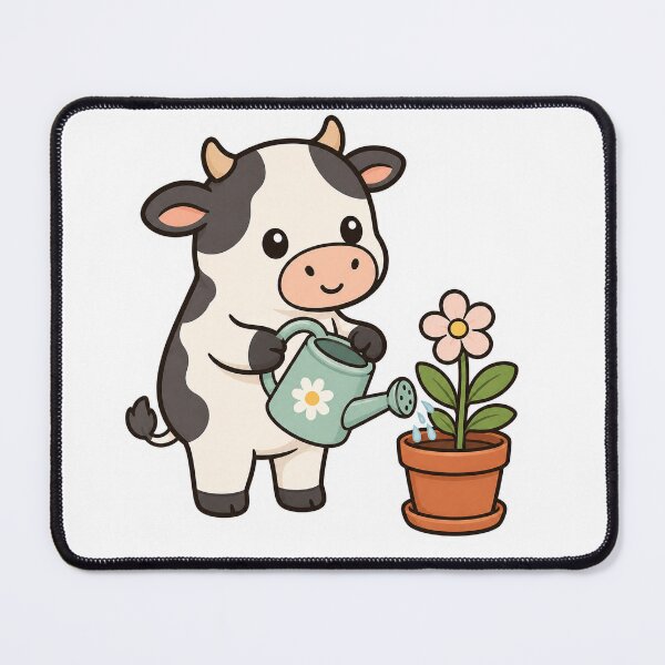 Item preview, Cute Cow Watering Flowers Sticker | Kawaii Gardening Cow designed and sold by PawsGiggles.