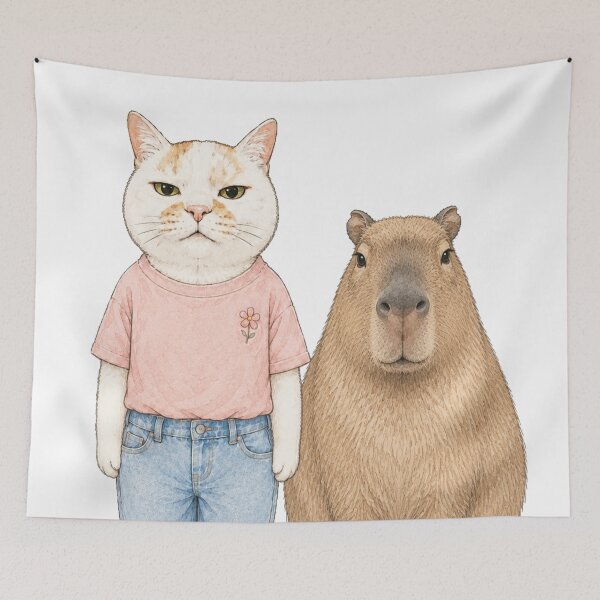 Item preview, Unlikely Besties: Grumpy Cat and Chill Capybara designed and sold by Komatoya.
