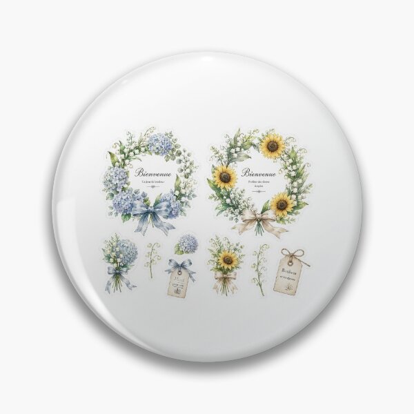 Item preview, Vintage Lily Of The Valley Hydrangea Sunflower Die Cut Stickers designed and sold by frenchstylehome.