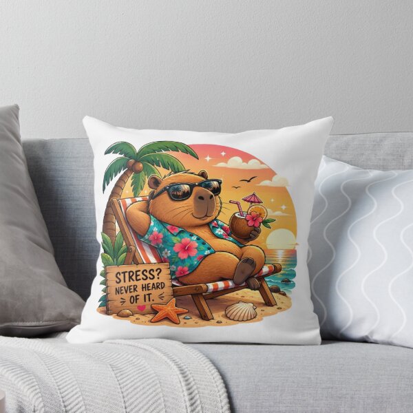 Item preview, Capybara on Vacation – Chill Beach Vibes Cartoon designed and sold by PawsGiggles.