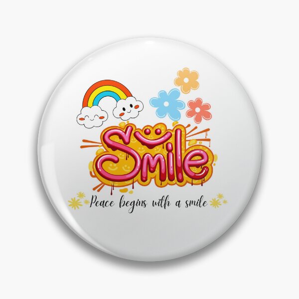 Item preview, A cheerful and colorful illustration featuring the word “Smile” in playful pink and yellow font, topped with a rainbow and smiling clouds.  designed and sold by Twinkz31.