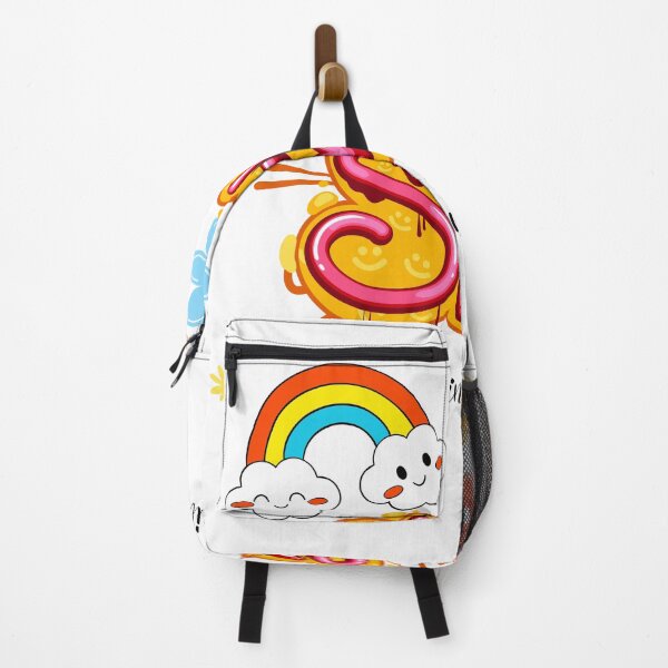 Item preview, A cheerful and colorful illustration featuring the word “Smile” in playful pink and yellow font, topped with a rainbow and smiling clouds. designed and sold by Twinkz31.