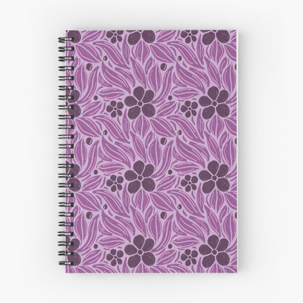 Item preview, Purple Folk Floral Pattern | Moody Botanical Wildflower Print | Bold Linocut Style Flowers designed and sold by DColourMuse.