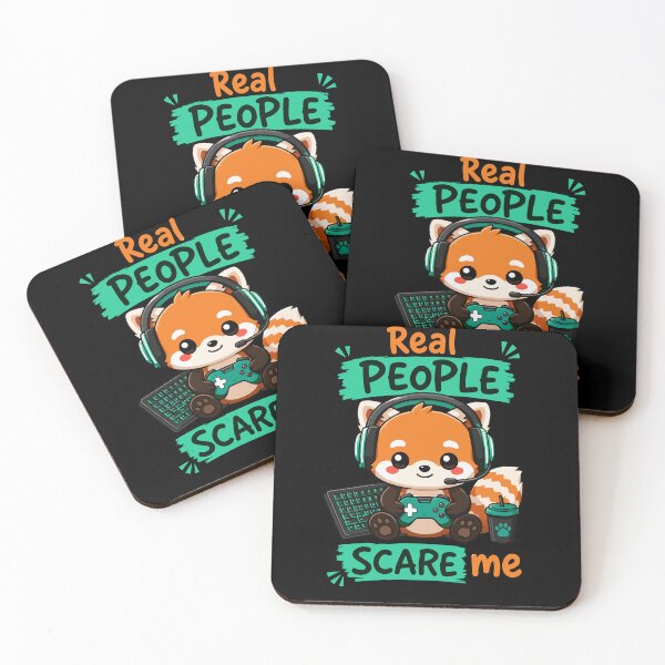 Item preview, Real People Scare Me Cute Red Panda Gamer Design | Funny Introvert Gaming Gift for Animal & Video Game Lovers designed and sold by Huddy-clothes.