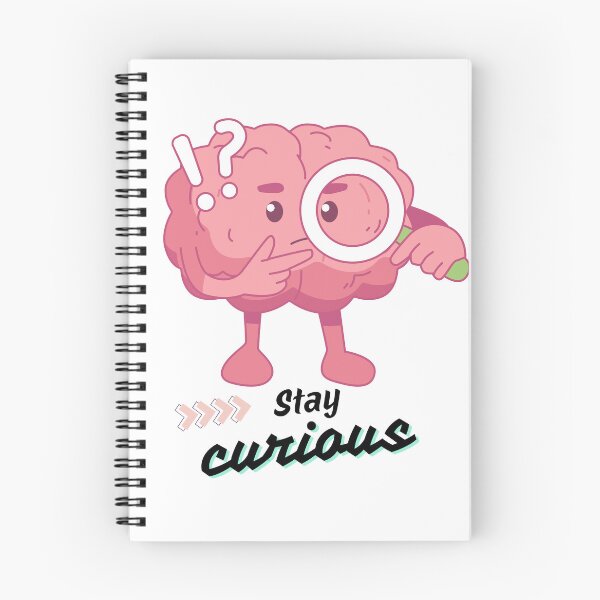 Item preview, A colorful cartoon brain holding a magnifying glass with a thoughtful pose, paired with the phrase “stay curious” to symbolize the joy of learning and discovery. designed and sold by Twinkz31.