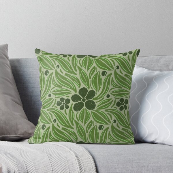 Item preview, Olive Green Botanical Pattern | Sage Folk Floral Print | Vintage Nature Wildflower Design designed and sold by DColourMuse.