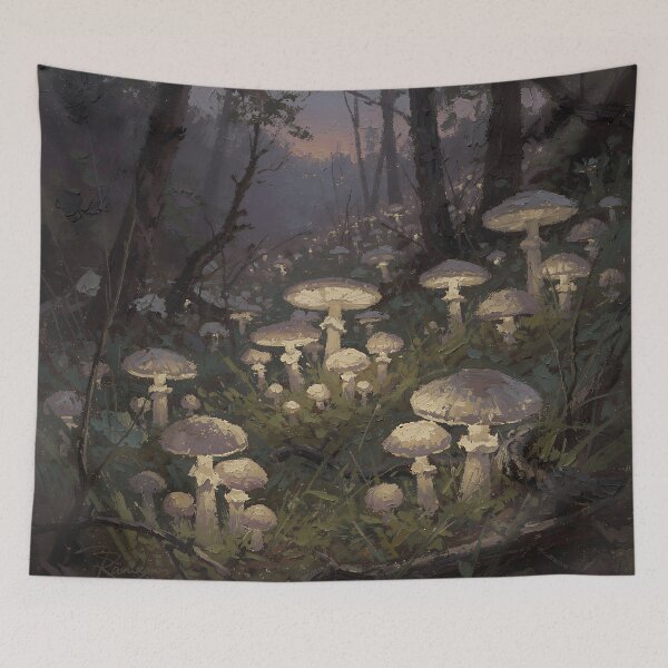 Item preview, Enchanted Glowing Mushroom Forest at Twilight | Mystical Woodland Fantasy Nature Art designed and sold by cr6zym1nd.