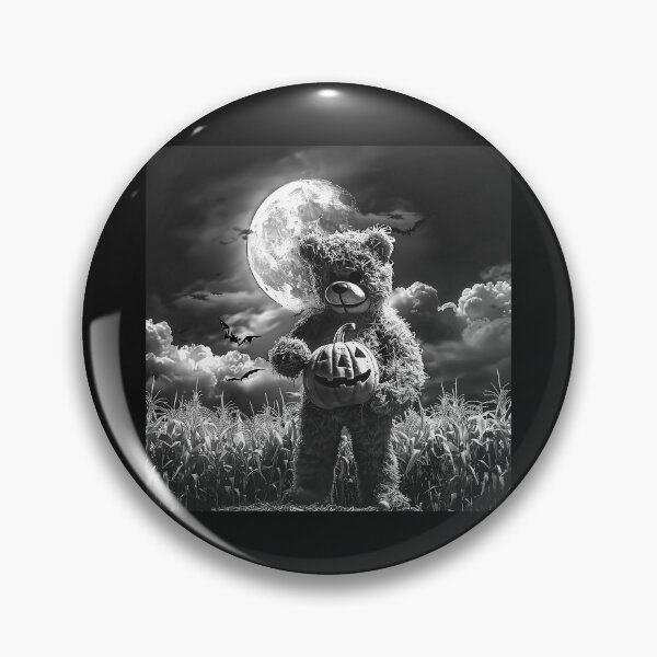 Item preview, Halloween Teddy Bear in a Moonlit Cornfield – Spooky Gothic Art designed and sold by inkoutninja.