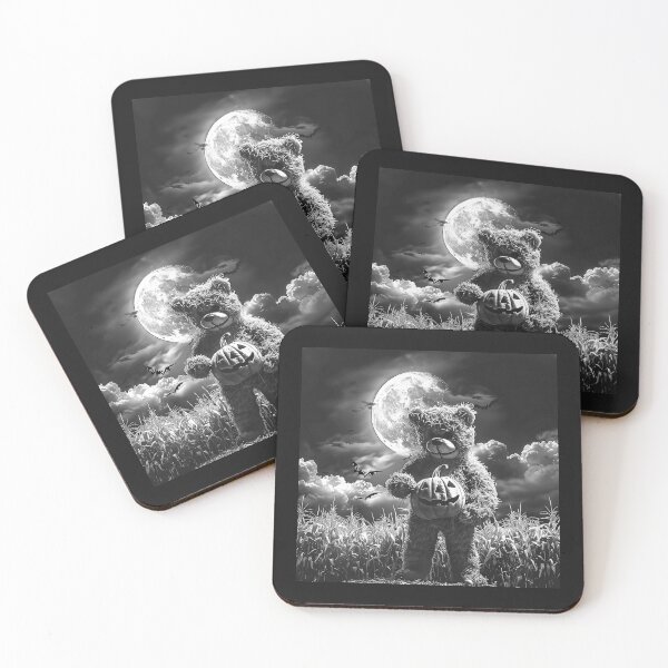 Item preview, Halloween Teddy Bear in a Moonlit Cornfield – Spooky Gothic Art designed and sold by inkoutninja.