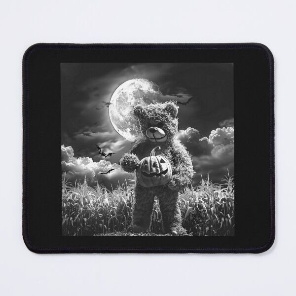 Item preview, Halloween Teddy Bear in a Moonlit Cornfield – Spooky Gothic Art designed and sold by inkoutninja.