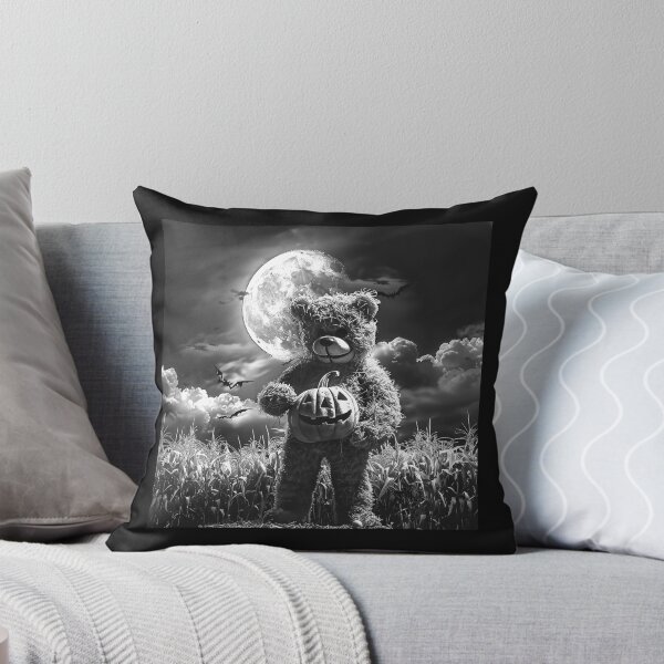 Item preview, Halloween Teddy Bear in a Moonlit Cornfield – Spooky Gothic Art designed and sold by inkoutninja.
