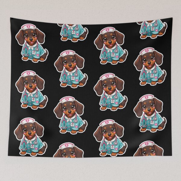 Item preview, Cute Kawaii Dog Nurse Dachshund Sticker designed and sold by FestivityFinds.