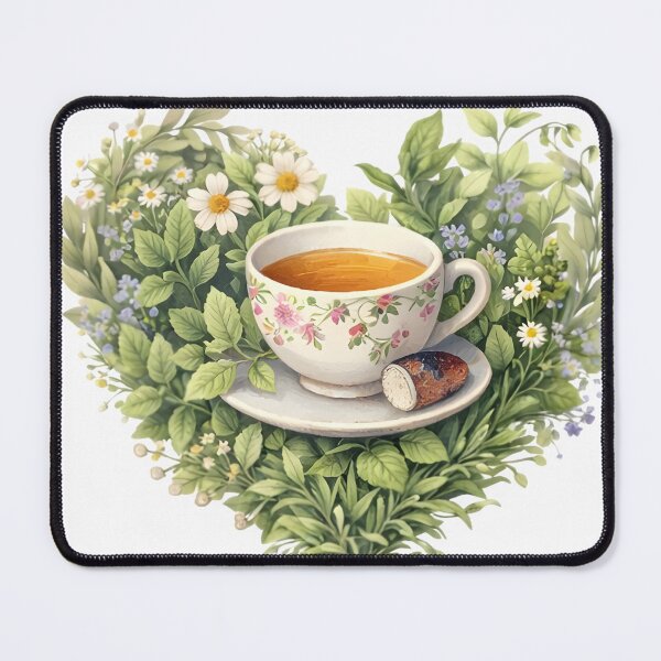 Item preview, Aesthetic White Daisy Field and Glass Tea Cup Heart Illustration⁠ designed and sold by Teenidesign .