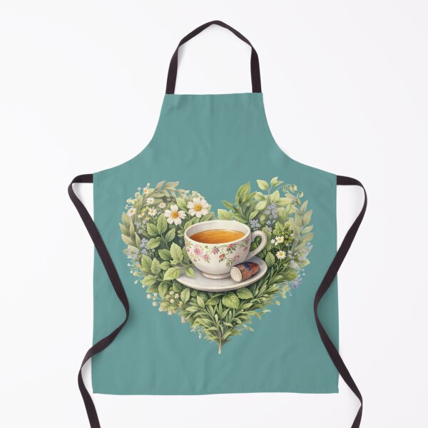 Item preview, Aesthetic White Daisy Field and Glass Tea Cup Heart Illustration designed and sold by Teenidesign .
