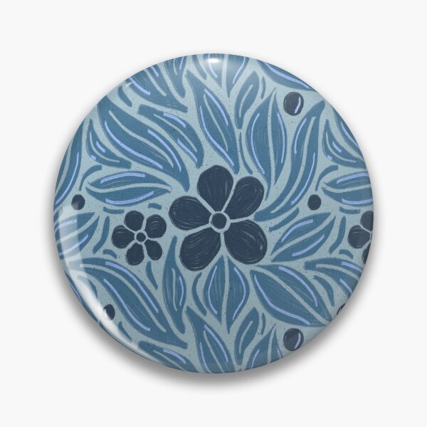 Item preview, Navy Blue Floral Pattern | Coastal Folk Botanical Print | Bold Wildflower Block Print Design designed and sold by DColourMuse.
