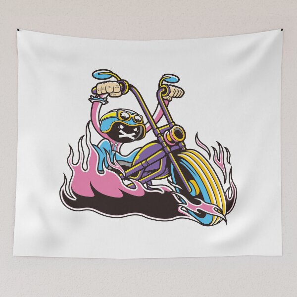 Item preview, Vintage American Flame Motorcycle Rider Illustration designed and sold by Lexkon Liu's art.