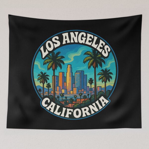 Item preview, Los Angeles California United States Retro Trippy Travel designed and sold by TomFrontierArt.