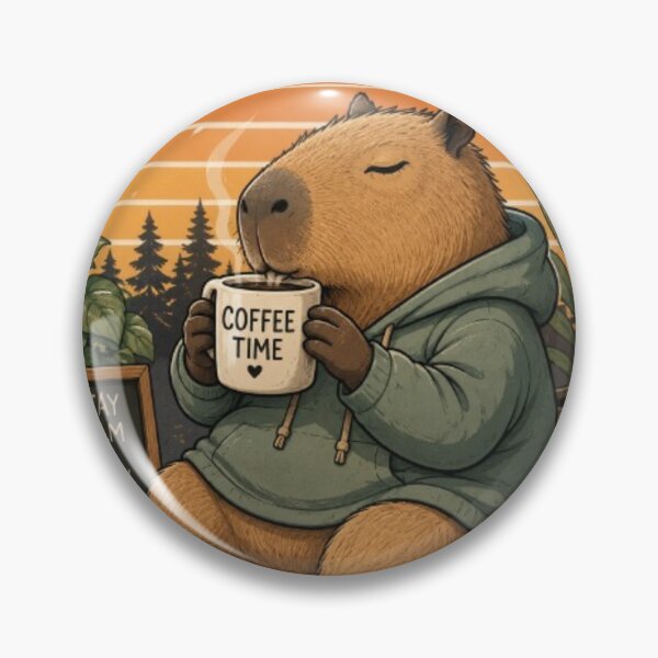 Item preview, Cute Capybara Coffee Time Illustration designed and sold by sisira gunarathna.