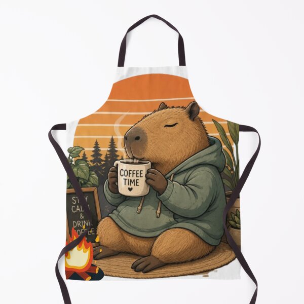 Item preview, Cute Capybara Coffee Time Illustration designed and sold by sisira gunarathna.