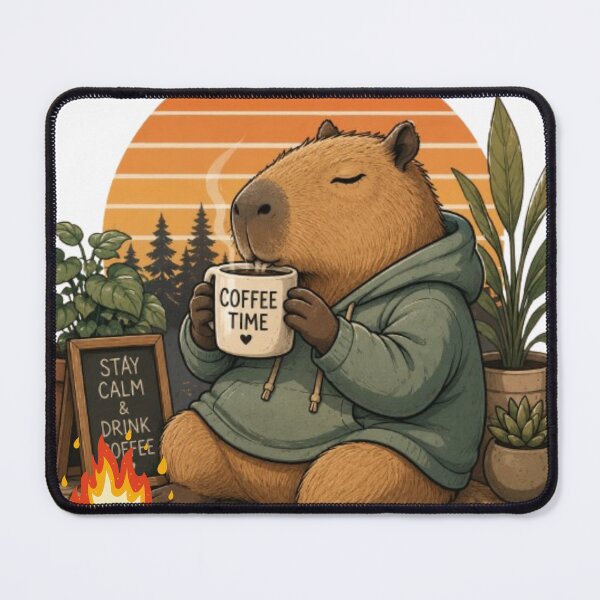 Item preview, Cute Capybara Coffee Time Illustration designed and sold by sisira gunarathna.
