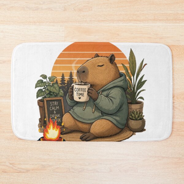 Item preview, Cute Capybara Coffee Time Illustration designed and sold by sisira gunarathna.
