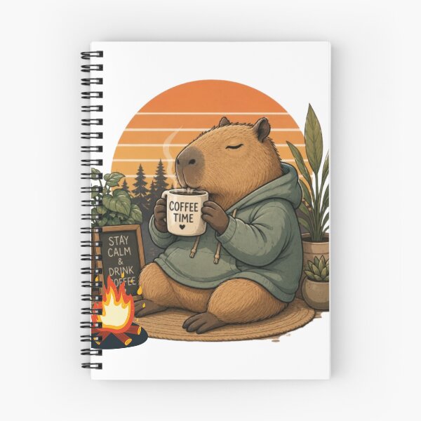 Item preview, Cute Capybara Coffee Time Illustration designed and sold by sisira gunarathna.