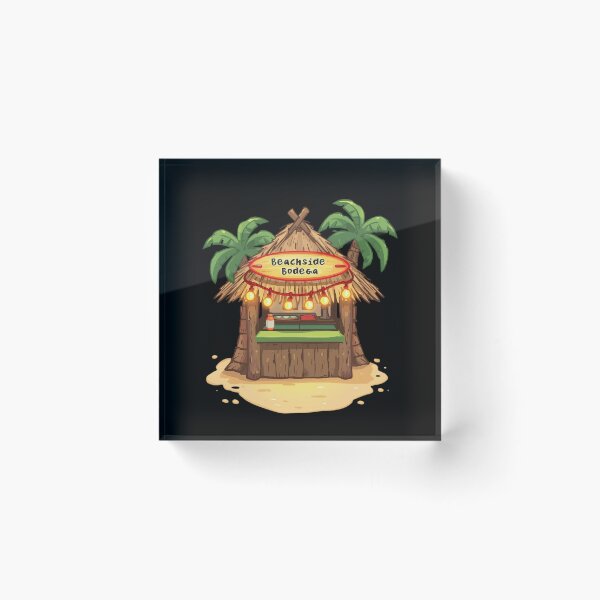 Item preview, Beachside Bodega Tiki Hut Tropical Beach Bar Palm Tree Sticker designed and sold by FestivityFinds.
