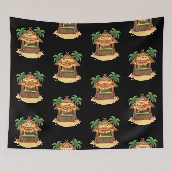 Item preview, Beachside Bodega Tiki Hut Tropical Beach Bar Palm Tree Sticker designed and sold by FestivityFinds.