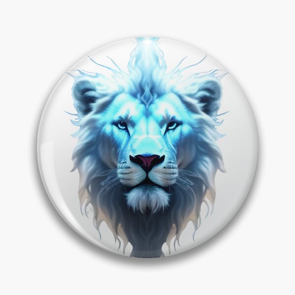 Item preview, Mystic Ice Blue Lion Spirit Flame Fantasy Art designed and sold by Zodiac Celestial Art.
