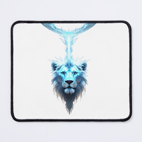 Item preview, Mystic Ice Blue Lion Spirit Flame Fantasy Art designed and sold by Zodiac Celestial Art.