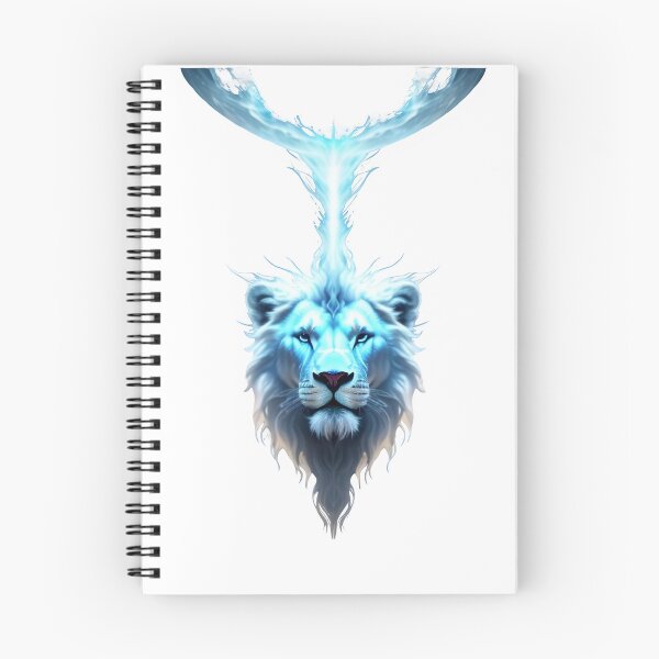Item preview, Mystic Ice Blue Lion Spirit Flame Fantasy Art designed and sold by Zodiac Celestial Art.