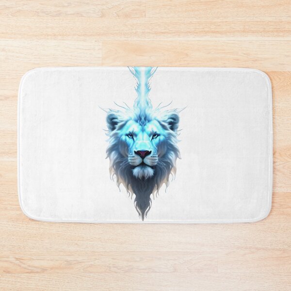Item preview, Mystic Ice Blue Lion Spirit Flame Fantasy Art designed and sold by Zodiac Celestial Art.