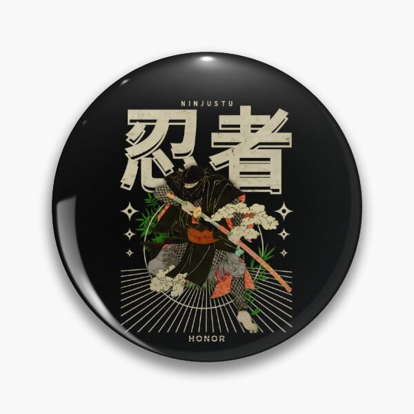 Item preview, Crouching Ninja with Katana in Front of Kanji designed and sold by CyberRamp.
