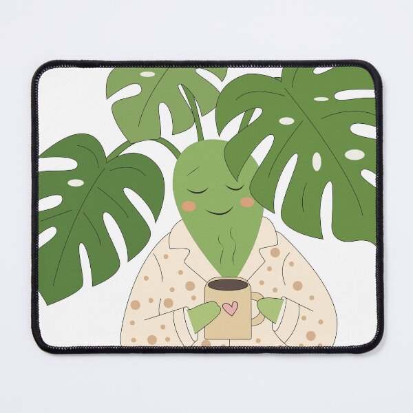 Item preview, Cute Monstera in Pajamas Drinking Coffee designed and sold by TatinkaArtskill.