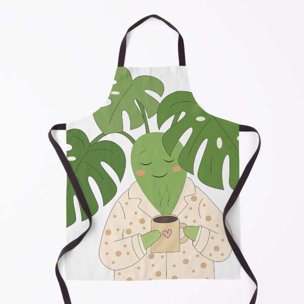 Item preview, Cute Monstera in Pajamas Drinking Coffee designed and sold by TatinkaArtskill.