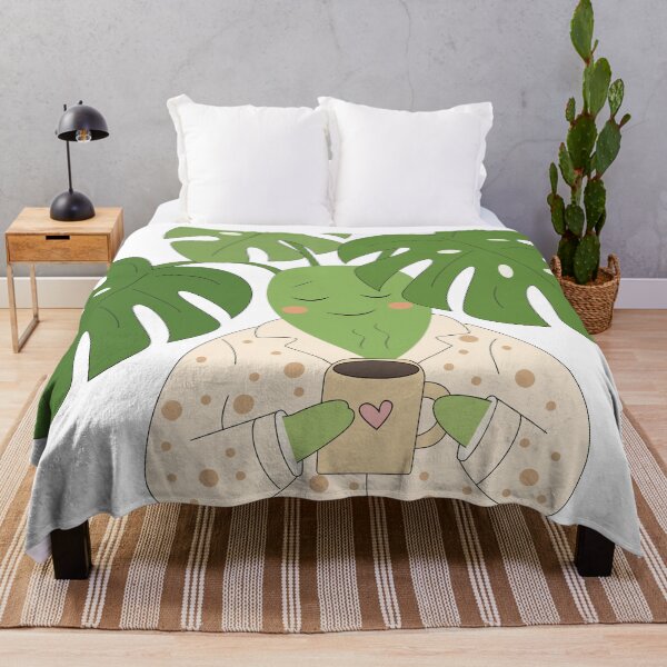 Item preview, Cute Monstera in Pajamas Drinking Coffee designed and sold by TatinkaArtskill.