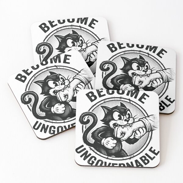 Item preview, Become Ungovernable - Funny Retro Black Cat Biting Hand designed and sold by AdyKurniawan.