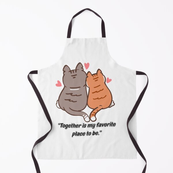 Item preview, Two cartoon cats, one gray and one orange, sit side by side with their tails intertwined and pink hearts around them, beneath the text “Together is my favorite place to be.” designed and sold by Twinkz31.