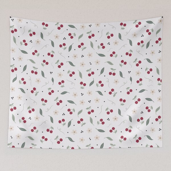 Item preview, Cherry Blossom and Berries Minimal Pattern Throw Pillow designed and sold by FestivityFinds.