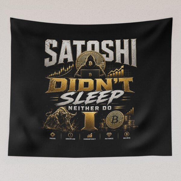 Item preview, Satoshi Didn't Sleep Neither Do I Bitcoin Crypto Shirt designed and sold by PipForgeStudio .
