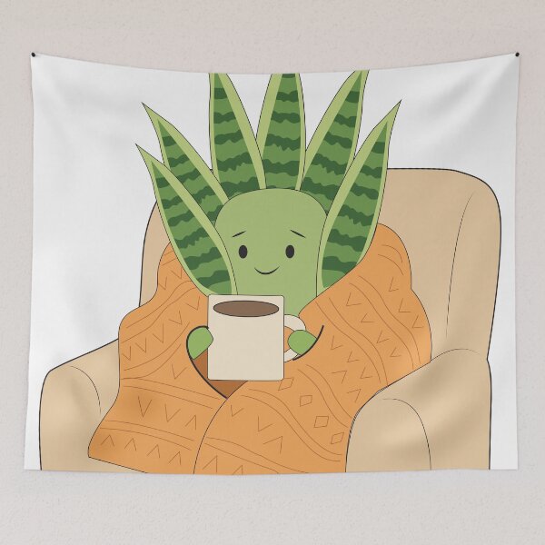 Item preview, Snuggly Plant Wrapped in Blanket with Coffee designed and sold by TatinkaArtskill.
