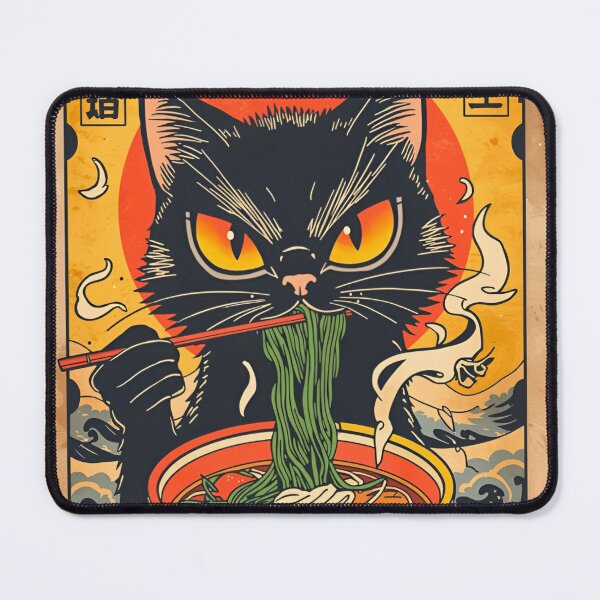 Item preview, Vintage Japanese Ramen Cat, Black Cat Eating Noodles, Ukiyo-e Inspired Retro Anime Art, Cute Japanese Food Lover Graphic designed and sold by PrintelloTH.