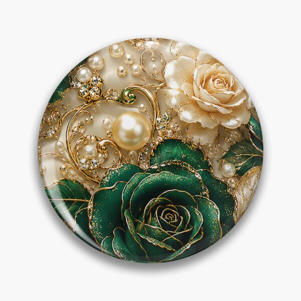 Item preview, Emerald green rose pattern designed and sold by FluffyGallery.
