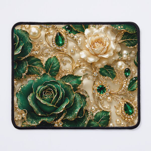 Item preview, Emerald green rose pattern designed and sold by FluffyGallery.