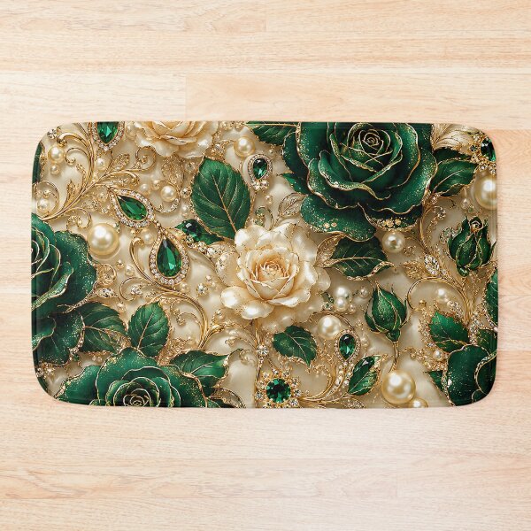 Item preview, Emerald green rose pattern designed and sold by FluffyGallery.