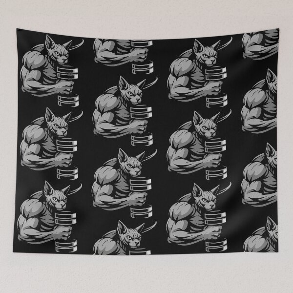 Item preview, Cat Workout Motivation Gym Illustration  designed and sold by Emeearts.