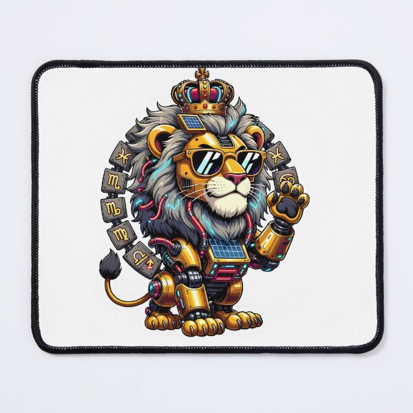 Item preview, Mystic Ice Blue Lion Spirit Flame Fantasy Art designed and sold by Zodiac Celestial Art.