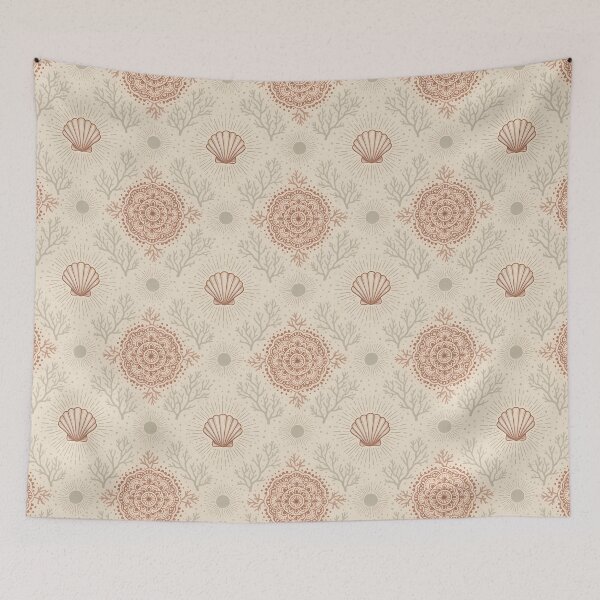 Item preview, Bohemian Seashell & Coral Seamless Pattern Throw Pillow designed and sold by FestivityFinds.